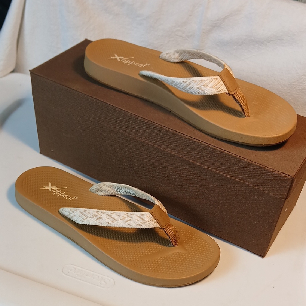 Xappeal Beige Flip Flop Sandals with Cloth Straps